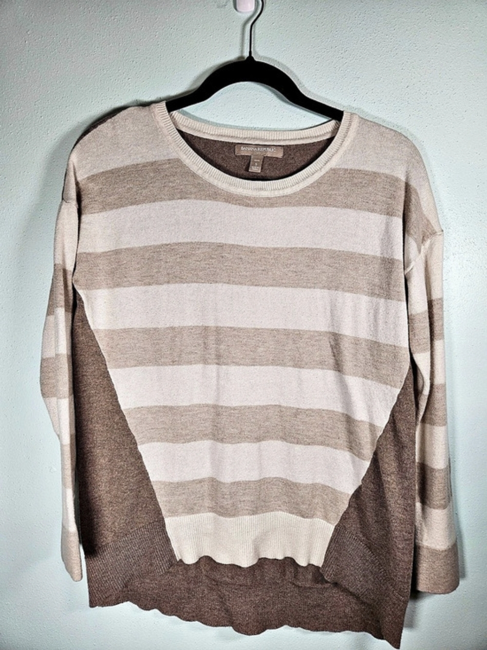 Banana Republic Striped Knit Sweater in Brown & Cream Size Small